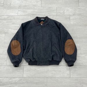 Vintage Eddie Bauer Leather Elbow Patch Bomber Jacket Men’s Size XL